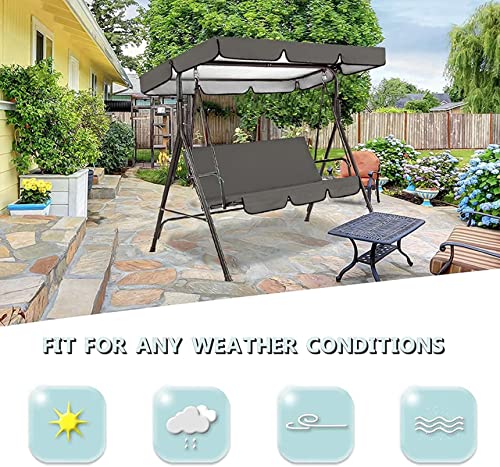 BTURYT Waterproof Patio Swing Canopy Cover Set, Swing Canopy Replacement, Windproof Waterproof Anti-UV Top Cover for Patio Swing 2-3 Seat Chair Sunshade(top Cover + Chair Cover)