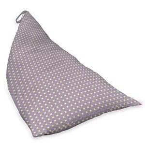 Lunarable Geometric Lounger Chair Bag, Crosswise Checkered Pattern with Dots on The Corners Retro Design, High Capacity Storage with Handle Container, Lounger Size, Pale Yellow and Purple