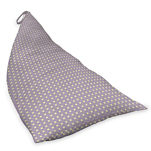 Lunarable Geometric Lounger Chair Bag, Crosswise Checkered Pattern with Dots on The Corners Retro Design, High Capacity Storage with Handle Container, Lounger Size, Pale Yellow and Purple