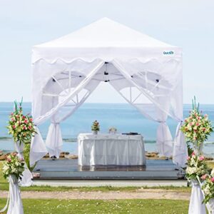 Quictent Ez up 10'x10' Pop up Canopy Tent with Sidewalls Commercial Party Wedding Event Gazebo Tent Waterproof, Full Truss Structure, 4 Sidewalls with 4 Entrances & Large Clear Church Windows (White)