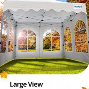 Quictent Ez up 10'x10' Pop up Canopy Tent with Sidewalls Commercial Party Wedding Event Gazebo Tent Waterproof, Full Truss Structure, 4 Sidewalls with 4 Entrances & Large Clear Church Windows (White)