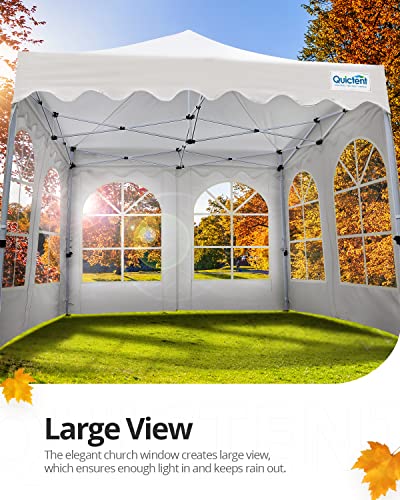 Quictent Ez up 10'x10' Pop up Canopy Tent with Sidewalls Commercial Party Wedding Event Gazebo Tent Waterproof, Full Truss Structure, 4 Sidewalls with 4 Entrances & Large Clear Church Windows (White)