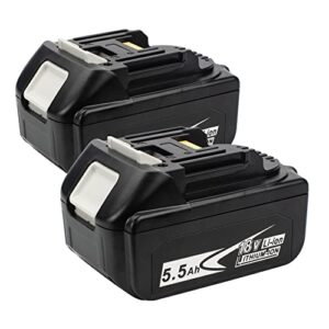 dewqki 2 pack 18v 5.5ah bl1850b battery replacement for makita 18v battery compatible with makita 18v tools,fit with makita 18v battery charger