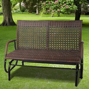 rattan glider bench outdoor 2-person wicker rocking chair patio loveseat patio furniture set outdoor furniture patio furniture bench garden decor patio decor outdoor decor outdoor bench