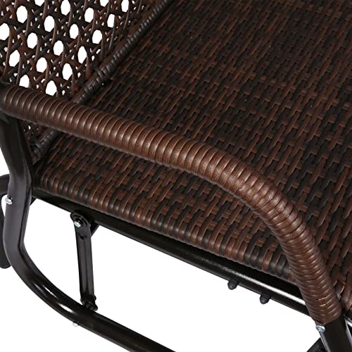 Rattan Glider Bench Outdoor 2-Person Wicker Rocking Chair Patio Loveseat Patio Furniture Set Outdoor Furniture Patio Furniture Bench Garden Decor Patio Decor Outdoor Decor Outdoor Bench