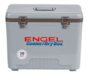 engel uc30 30qt leak-proof, air tight, drybox cooler and hard shell lunchbox for men and women in silver