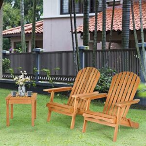 JINGTAO HGFDYKJ 3 Pieces Adirondack Chair Outdoor Patio Furniture Set with Wood Table, Premium HDPE All-Weather Poly Lumber Folding Adirondack Chair for Backyard, Lawn, Poolside, Garden