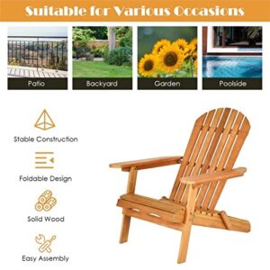 JINGTAO HGFDYKJ 3 Pieces Adirondack Chair Outdoor Patio Furniture Set with Wood Table, Premium HDPE All-Weather Poly Lumber Folding Adirondack Chair for Backyard, Lawn, Poolside, Garden