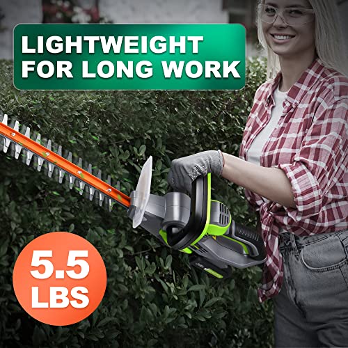 MYTOL 24-Inch Electric Hedge Trimmer Cordless, 2600SPM 20V Dual-Action Fast Cutting Bush Trimmer, 11/16” (0.7 in) Cutting Capacity, 2.0Ah Battery & 60W Fast Charger Hedge Clippers