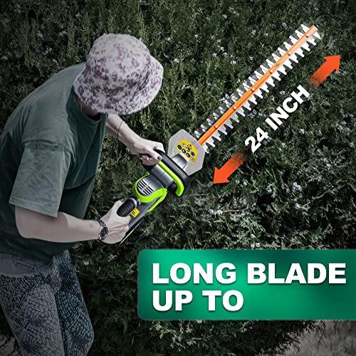 MYTOL 24-Inch Electric Hedge Trimmer Cordless, 2600SPM 20V Dual-Action Fast Cutting Bush Trimmer, 11/16” (0.7 in) Cutting Capacity, 2.0Ah Battery & 60W Fast Charger Hedge Clippers
