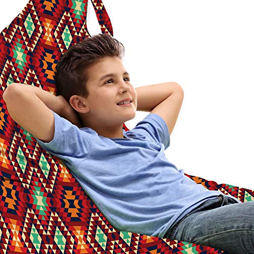 Lunarable Tribal Lounger Chair Bag, Colorful Folk Mosaic Ornament with Traditional Native Culture Influences, High Capacity Storage with Handle Container, Lounger Size, Multicolor