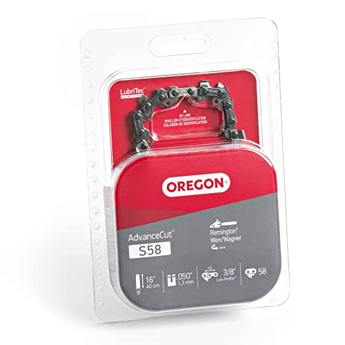 Oregon S58 AdvanceCut Replacement Chainsaw Chain for 16-Inch Guide Bars, 58 Drive Links, Pitch: 3/8" Low Vibration, .050" Gauge, Fits Remington, Skil, Wen, and More