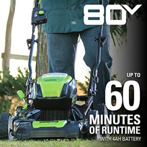 Greenworks Pro 80V 21" Brushless Cordless Lawn Mower, 4.0Ah Battery and 60 Minute Rapid Charger Included