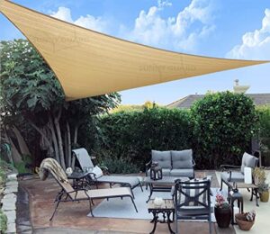 sunny guard sun shade sail 16’5”x16’5”x16’5” triangle sand uv block sunshade for backyard yard deck patio garden outdoor activities and facility