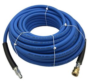 uberflex 4,000 psi 3/8″ x 100′ blue flexible & light weight hose w/ qc couplers