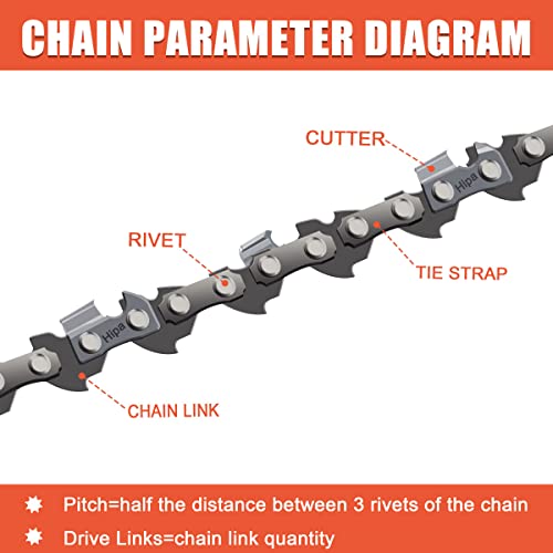 Hipa R40 10" Pole Saw Chain 3/8" Pitch .043" Gauge 40DL for B&D LCS1020 LCS1020B John D PSA10 PS10 Homelite UT15520 Ryobi P547 P546 P542 DCPS620 Milwaukee Harbor Freight 10" Chainsaw