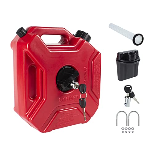 Esploratori 5L 1.3 Gallon Gas Can Fuel Oil Petrol Storage Cans Emergency Backup Tank with Mounting Bracket for Car Motorcycle UTV SUV ATV Off Road Most Cars (Red)