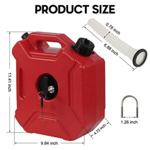 Esploratori 5L 1.3 Gallon Gas Can Fuel Oil Petrol Storage Cans Emergency Backup Tank with Mounting Bracket for Car Motorcycle UTV SUV ATV Off Road Most Cars (Red)