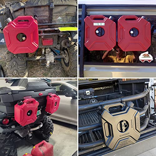 Esploratori 5L 1.3 Gallon Gas Can Fuel Oil Petrol Storage Cans Emergency Backup Tank with Mounting Bracket for Car Motorcycle UTV SUV ATV Off Road Most Cars (Red)