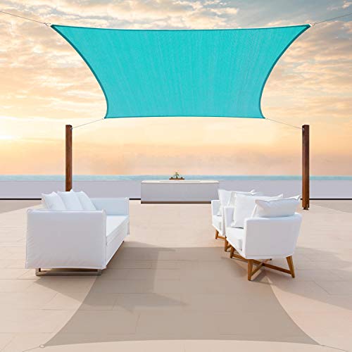 ColourTree 10' x 13' Turquoise Sun Shade Sail Rectangle Canopy Awning Fabric Cloth Screen - UV Block UV Resistant Heavy Duty Commercial Grade - Outdoor Patio Carport - (We Make Custom Size)