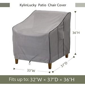 KylinLucky Patio Adirondack Chair Covers, Heavy Duty Patio Chair Cover, Waterproof Outdoor Lawn Patio Furniture Covers 2 Pack Fits Up to 32" W x 37" D x36 H inches