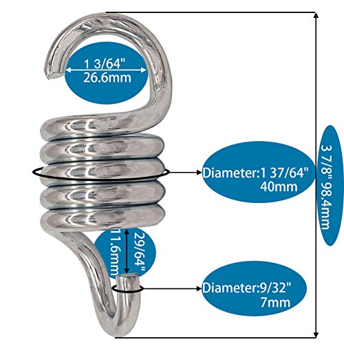 Porch Swing Springs Hammock-Chair Spring - 1500Lbs Heavy Duty Suspension Hangers Ceiling Mount Porch Swings (2pcs 750Lbs Compact New Version)
