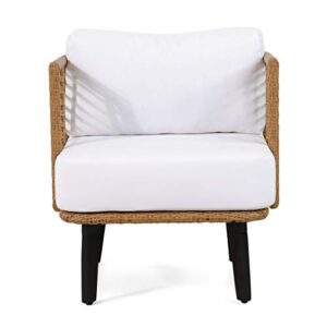 christopher knight home 315002 nic outdoor club chair, white + light brown + black