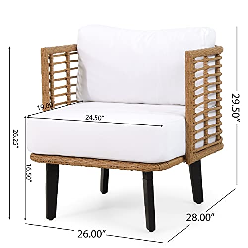 Christopher Knight Home 315002 Nic Outdoor Club Chair, White + Light Brown + Black