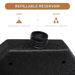 Artpuch 4pcs Square Offset Umbrella Base Plastic Cantilever Patio Umbrella Base, Water/Sand Filled Umbrella Base (176lbs, Dark Black)