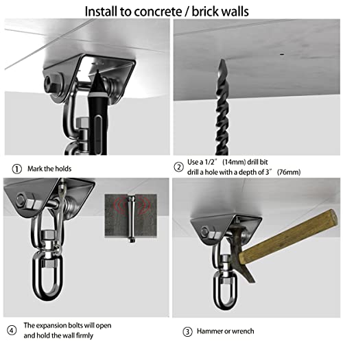 Velomill 1000 lb Capacity Porch Swing Hanging kit Heavy Duty 360° Rotate Swing Hammock Hanging Kit (2 Pack)
