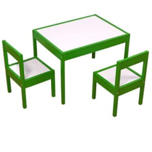 coin and coins – kids wood table & chair set, kids play table for picnic, dining, outdoor – art, craft, drawing, painting activities, wooden|3 pieces (green)