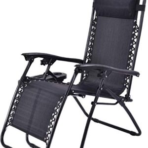 Casart Set of 2 PC Folding Lounge Chair, Outdoor Zero Gravity Recliner Chairs with Cup Holder, Perfect for Yard, Beach and Patio