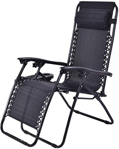 Casart Set of 2 PC Folding Lounge Chair, Outdoor Zero Gravity Recliner Chairs with Cup Holder, Perfect for Yard, Beach and Patio