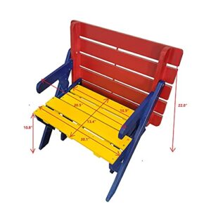 Antoy 2-in-1 Kid's Wooden Picnic TableBench Transforming Interchangeable for Outdoor,Garden, Backyard, Porch, Patio Bedroom, Living-Room, Game Room,Outdoor (Blue+Yellow+Red)