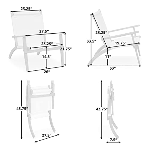 Balkene Home 63750 Walker Indoor Outdoor Folding Chair All Weather Lounging Chair Portable Seating Solid Acacia Wood Living Room Porch Lawn Garden Fishing Sporting - Ivory