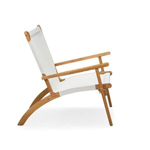 Balkene Home 63750 Walker Indoor Outdoor Folding Chair All Weather Lounging Chair Portable Seating Solid Acacia Wood Living Room Porch Lawn Garden Fishing Sporting - Ivory