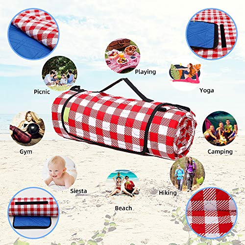GCUP Machine Washable Extra Large Picnic, 80''x80'' Extra Large Thick 3-Layers, Sandproof Waterproof Foldable Oversized XL Outdoor Mat, for Camping, Park, Travel, Grass