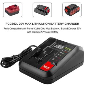 20V MAX Lithium Battery Charger for Porter Cable PCC685L PCC685LP PCC680L PCC692L PCC691L and Black Decker 20V Battery LBXR20 LBX4020