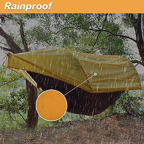 OHMU 440Lbs Camping Hammock with Mosquito Net and Rainfly Cover Portable Hammock Tent (Orange)