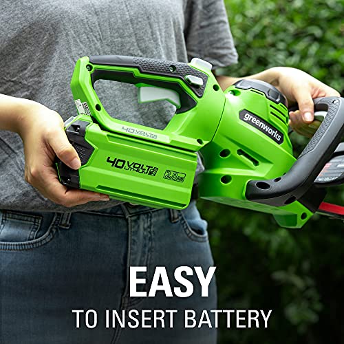 Greenworks 40V 24" Cordless Hedge Trimmer (1" Cutting Capacity), 2.0Ah USB Battery and Charger Included