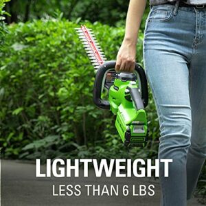 Greenworks 40V 24" Cordless Hedge Trimmer (1" Cutting Capacity), 2.0Ah USB Battery and Charger Included