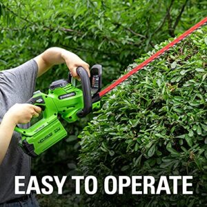 Greenworks 40V 24" Cordless Hedge Trimmer (1" Cutting Capacity), 2.0Ah USB Battery and Charger Included