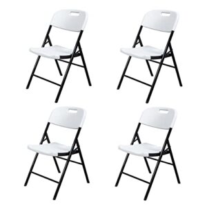 outvita outdoor plastics folding chairs, set of 4 foldable dinning chairs for wedding, parties, camping, picnics black & white