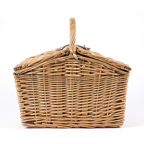 PICNIC TIME Piccadilly Picnic Basket - Romantic Picnic Basket for 2 with Picnic Set, (Red & White Plaid Pattern)