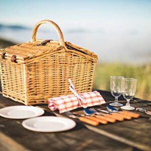 PICNIC TIME Piccadilly Picnic Basket - Romantic Picnic Basket for 2 with Picnic Set, (Red & White Plaid Pattern)