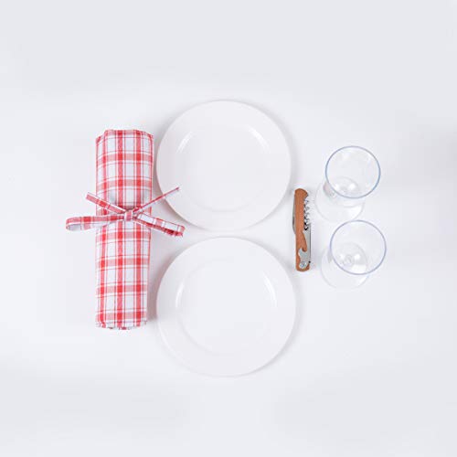 PICNIC TIME Piccadilly Picnic Basket - Romantic Picnic Basket for 2 with Picnic Set, (Red & White Plaid Pattern)