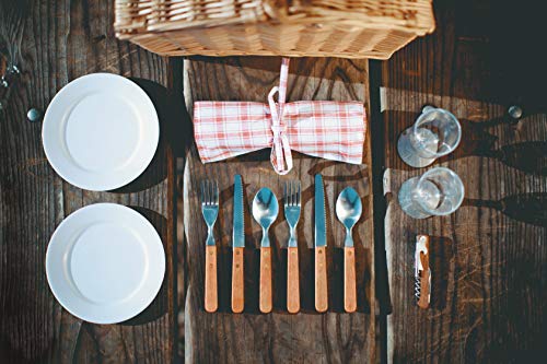 PICNIC TIME Piccadilly Picnic Basket - Romantic Picnic Basket for 2 with Picnic Set, (Red & White Plaid Pattern)