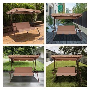 Nice C Patio Swing Chair, Porch Swings Bench, Canopy Glider, with Adjustable Tilt, Extra Thick Removable Cushion (Khaki)