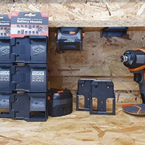 StealthMounts Ridgid Battery Holders 18v | Ridgid Battery Mounts for Ridgid 18v Power Tools | 6 Pack | Ridgid Battery Clip Organizers | Black