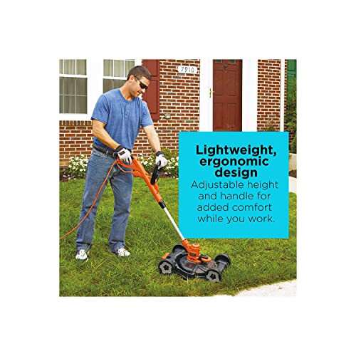 BLACK+DECKER 3-in-1 String Trimmer/Edger & Lawn Mower, 6.5-Amp, 12-Inch, Corded (MTE912) (Power cord not included), Black/Red